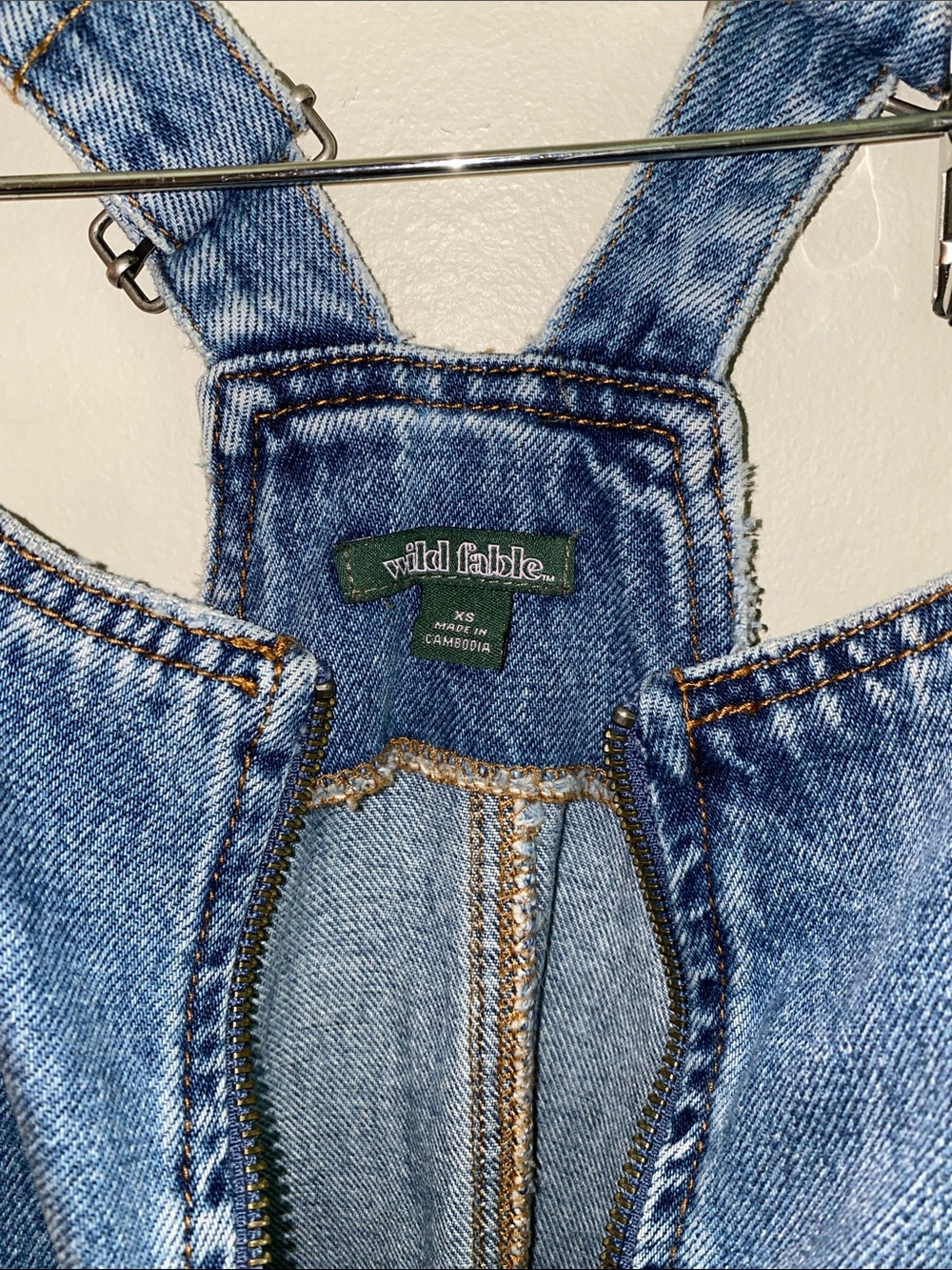 wild fable Light Blue Denim Pinafore Dress with Front Zip - Picture 3 of 4
